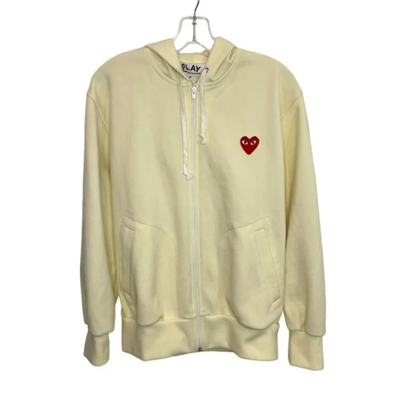 Comme des Garcons PLAY Other - Comme Des Garcons Play Ivory Red Heart Zip Up Hoodie - Size M